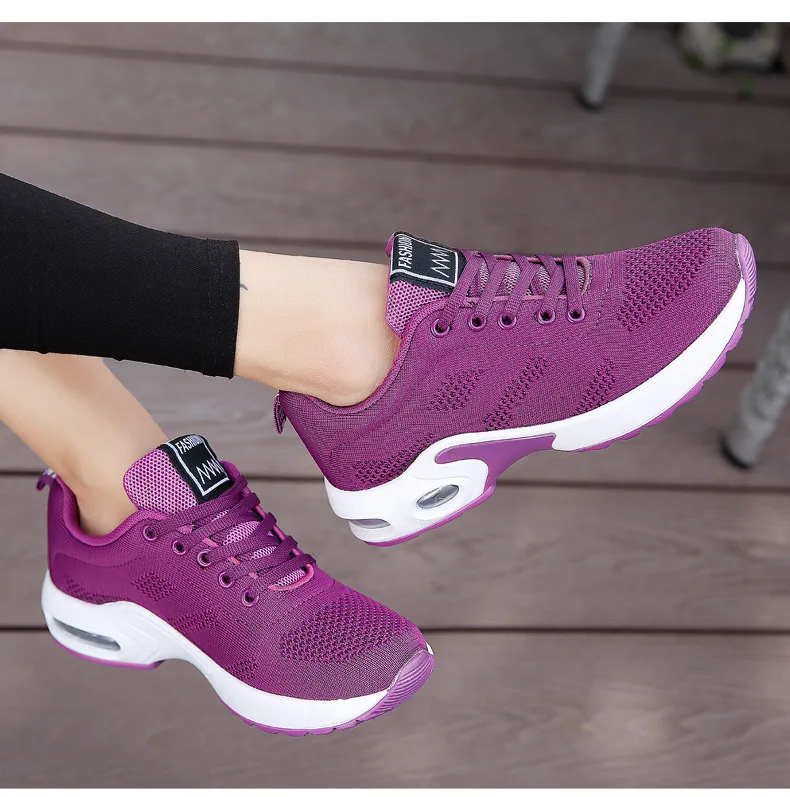 Модные женские легкие кроссовки, обувь для бега, уличная спортивная обувь, дышащая сетка, удобная обувь для бега, на воздушной подушке, на шнуровке