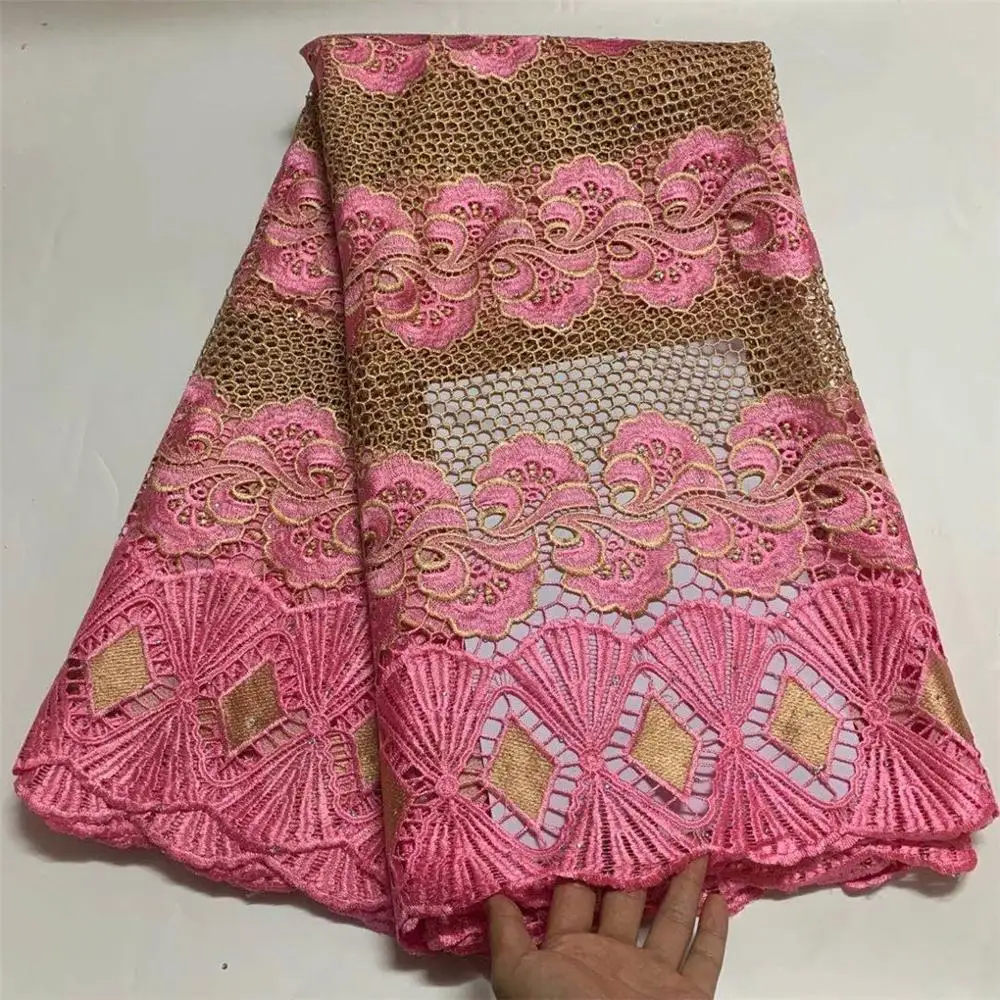 

African Lace Fabric 2020 Latest French Lace Fabric With Stones Embroidery Guipure Lace Fabric High Quality Nigerian Cord Lace