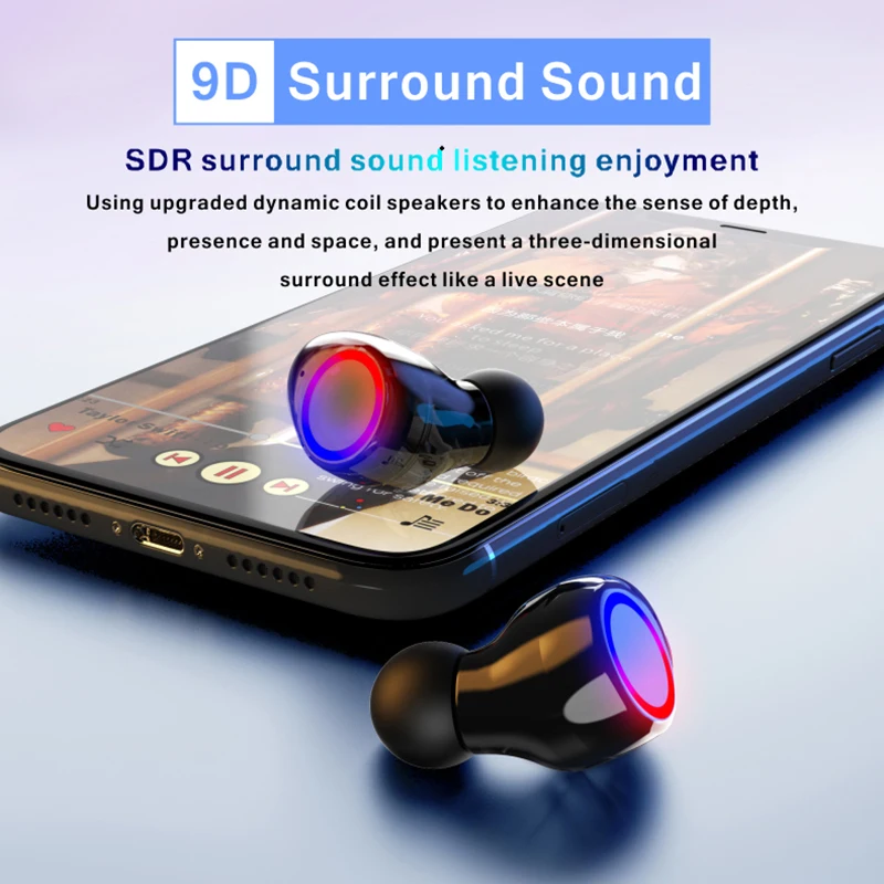 3500mah power bank bluetooth earphone blutooth 5 1 with flashlight wireless headset with microphone ear buds in ear headphones free global shipping