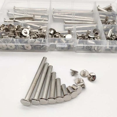 210 шт. Никель покрытием Чикаго Винты Ассортимент Наборы оснастки заклепки книги