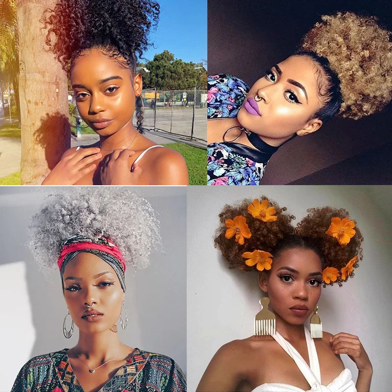 Модный высокотемпературный синтетический волокнистый кудрявый шиньон в пучок