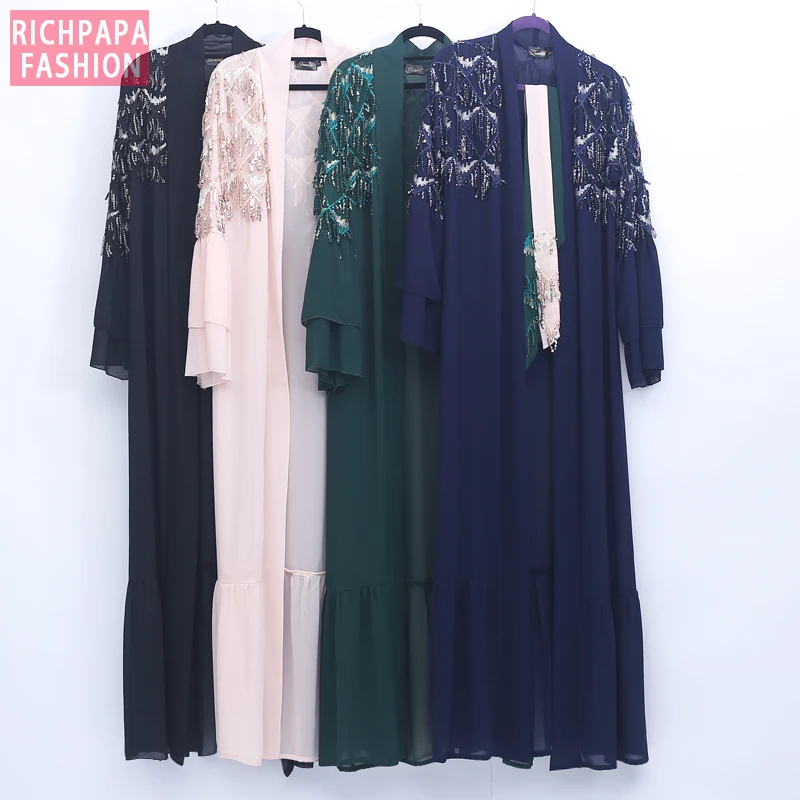 Платье кимоно Abaya из Турции с пайетками и кисточками халат Дубаи хиджаб платье