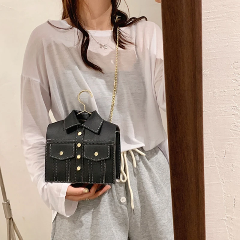 

New Cartoon Harajuku Coat Design Shoulder Bag Chains Clothes Shaped Crossbody Bags Hanger Funny Purse For Women 2021 Handbags