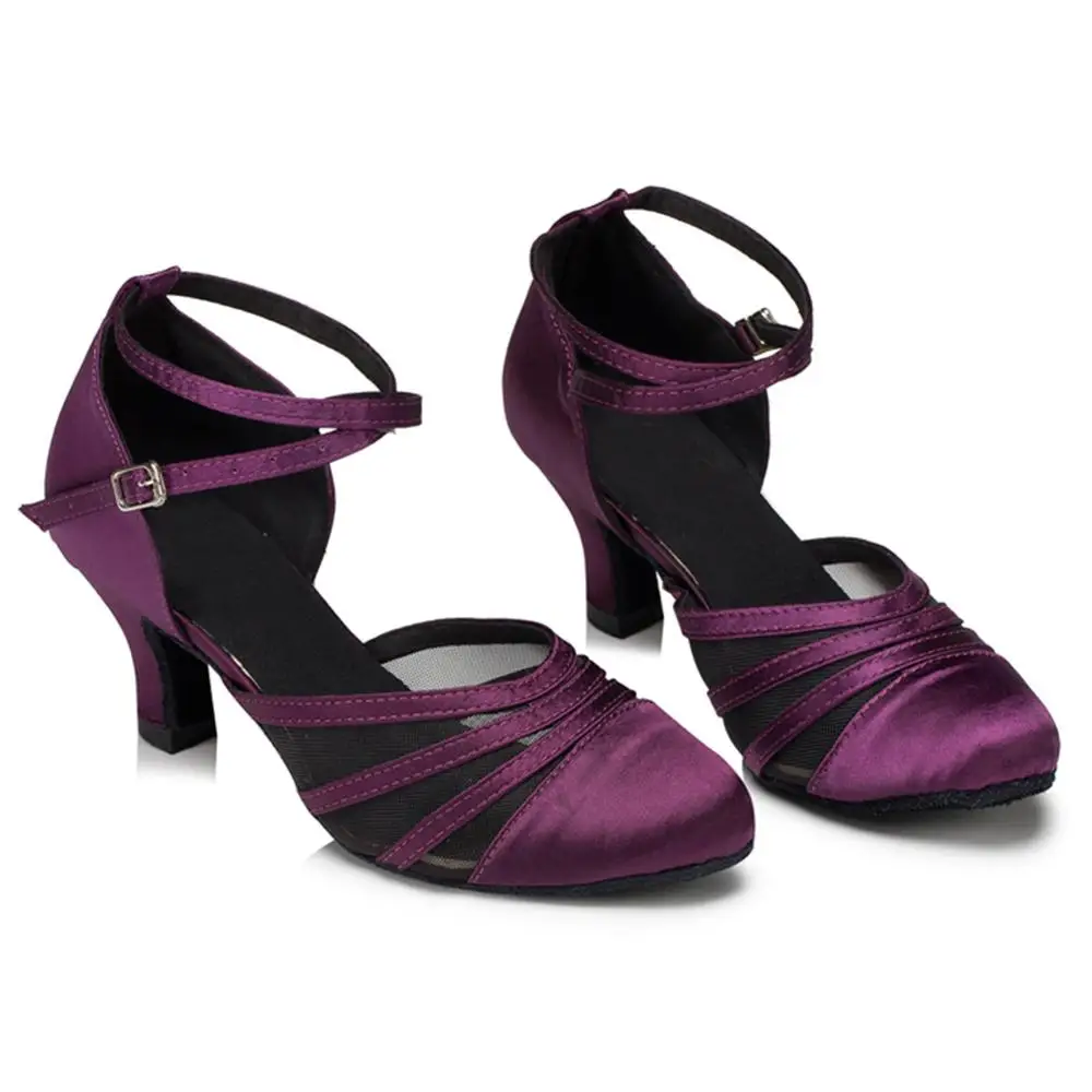 Latin Dance Shoes Women's Girls Ladies Ballroom Tango Modern Salsa Dancing Shoes Customized High Heels Salsa Practice Shoe Satin