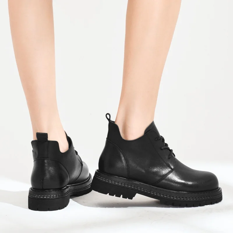 

CEYANEAO Handmade Genuine Leather Flats Women Boots Autumn Winter Warm Waterproof Platform Ankle Boots For Women Casual Boots