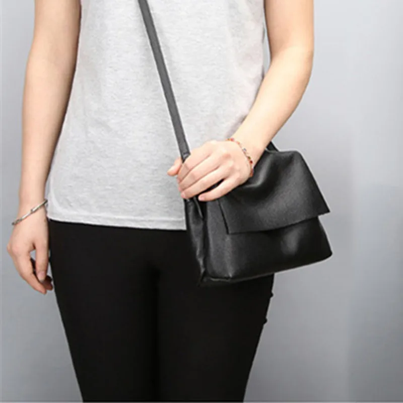 Черные простые Наплечные сумки из натуральной кожи для женщин дизайнерская