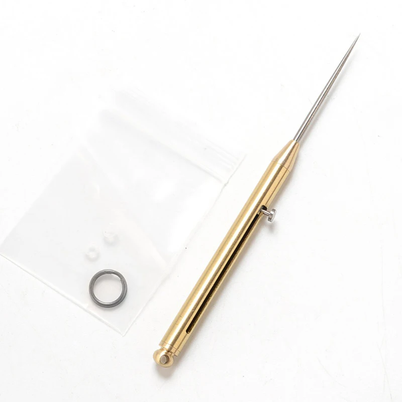 

Reusable Mini Titanium Alloy Retractable Toothpick Description: 100% - Fruit Fork Portable Multi-function Self-defense Toothpick