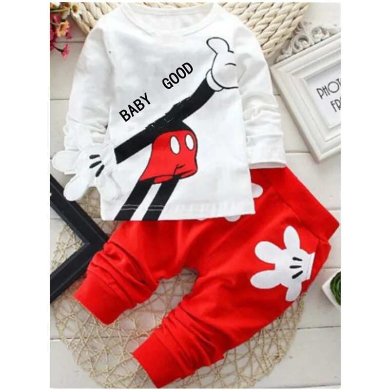 

Baby Boys Clothes Spring Autumn Cartoon Leisure Long Sleeved T-shirts + Pants Newborn Baby Girl Clothes Kids Bebes Suits T0081
