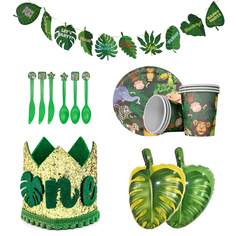 

Дикий один день рождения украшения для детей джунгли сафари первый день рождения Декор детский душ джунгли партии поставки fl53