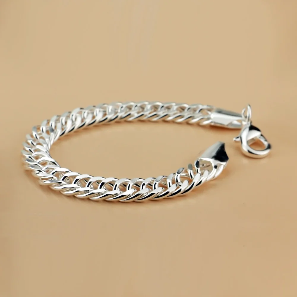 2021 New Trendy Cuban Chain Men Design Cuff Bracelet 925 Sterling Silver Bangles Vintage Male Hand Bracelets Jewelry | Украшения и