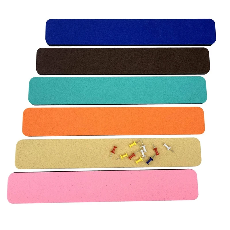 

NEW-6Pcs Felt Bulletin Board Bar Strip Self-Adhesive Felt Board Strip for Wall No Frame Wall Decorative Bulletin Board