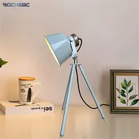 BOCHSBC Table Lamps Study Metal Grey Small Lamp Shade LED E26 Adjustable Straw Hat Desk Lamps Office Tripod Bedside Lights