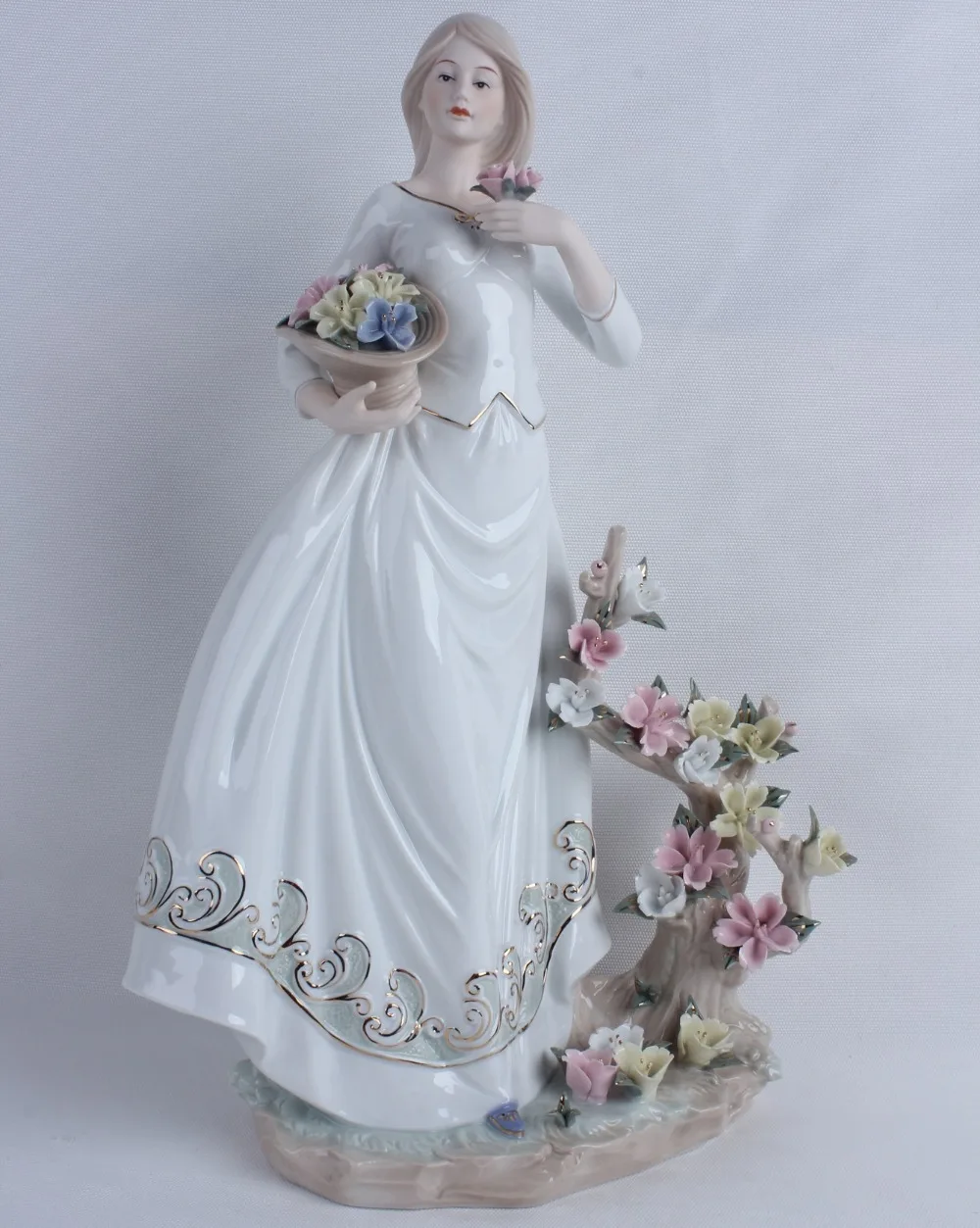 

Винтажная фарфоровая миниатюрная Статуэтка для девочек, статуэтка Белль из керамики ручной работы, украшение для творчества, подарок с орн...