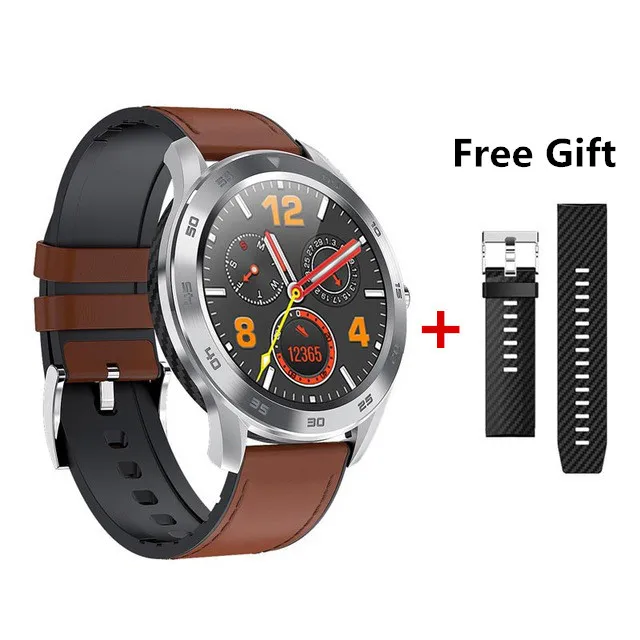 leather light brown DT98 Смарт-часы IP68 Водонепроницаемый 1,3 Полный Круглый HD экран ECG Обнаружение Сменные циферблаты Smartwatch фитнес-трекер - Цвет: leather light brown