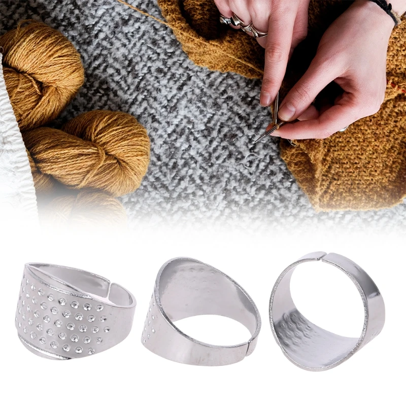 

J2HA 30pcs Sewing Thimbles Finger Protector Adjustable Rings Shield Vintage Hand Quilting Accessories