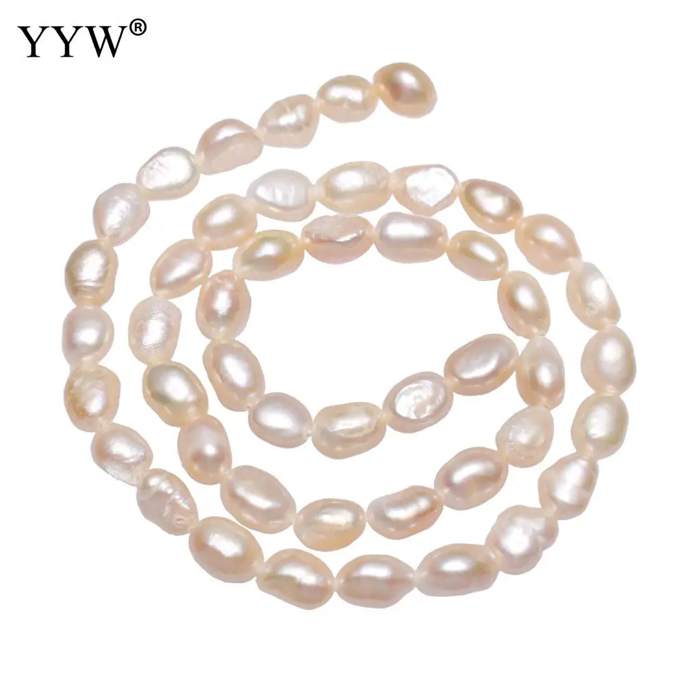

14,5 дюймов культивированный картофеля пресноводные жемчужные бусы из натурального жемчуга, розового цвета, 6-7 мм свободные бусины для самос...