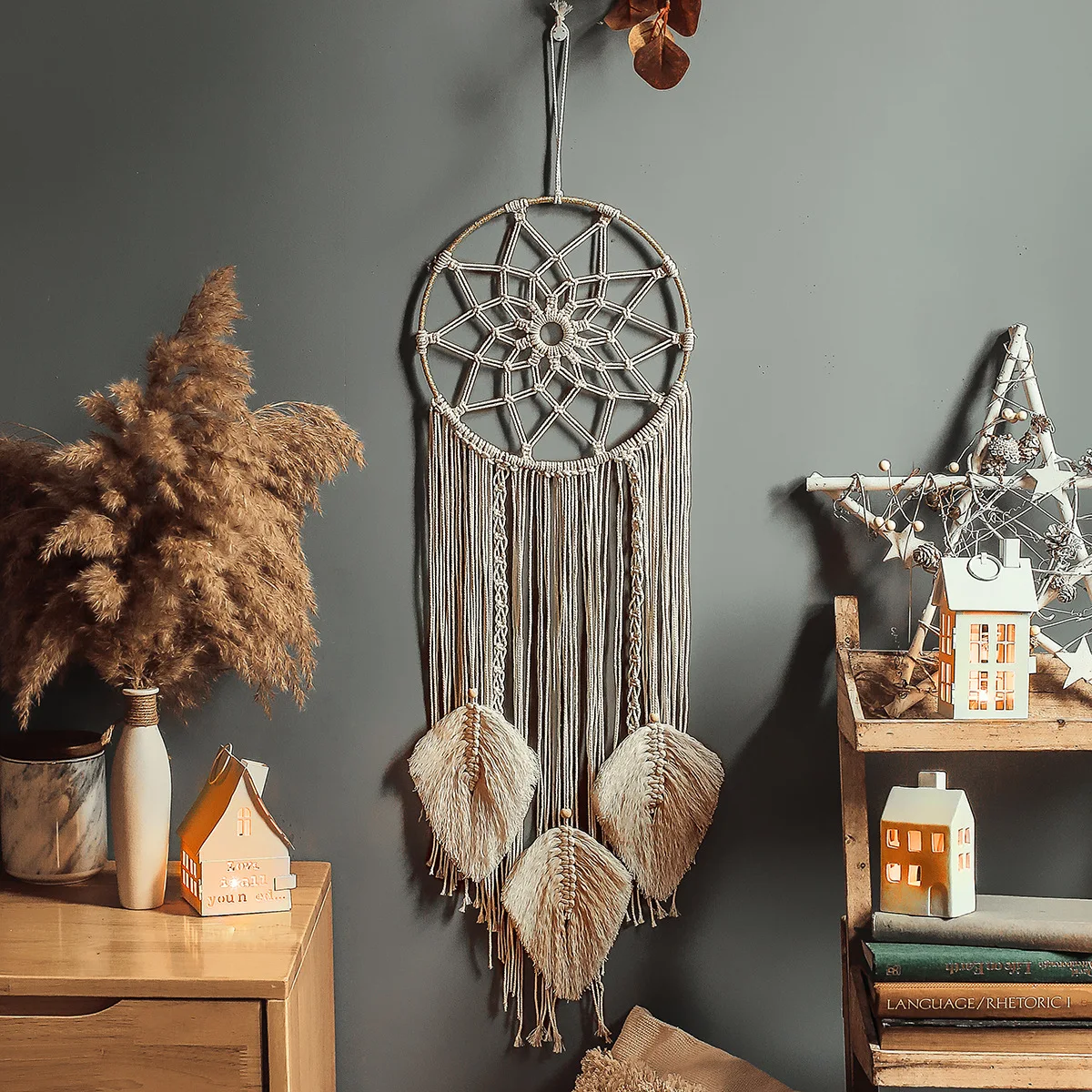 

Nordic Style Woven Tapestry Dream Catcher Wall Hanging Wind Chimes Home Decoration Wall Art Decor Ornaments Pendant