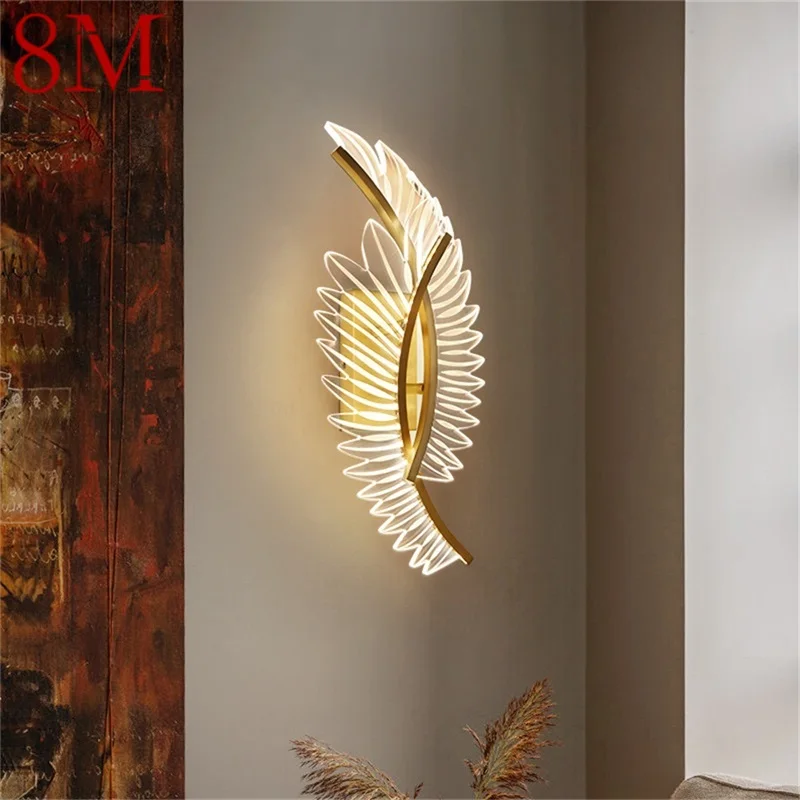 

8M Postmodern Brass Wall Lights Sconces Simple Feather Shape Lamp Fixtures Decorative for Home