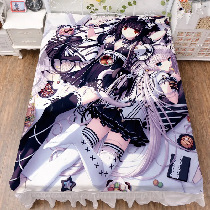 

Coscase 2019-August update Anime NEKOPARA chocolat vanilla Coconut Milk Fiber Bed Sheet & Flannel Blanket Summer Quilt 150x200cm