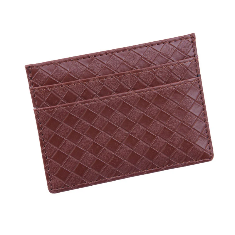 

Solid Color PU Leather Card Case Woven Pattern ID Card Holder Candy Color Bank Credit Card Gift Box Multi Slot Slim Card Case