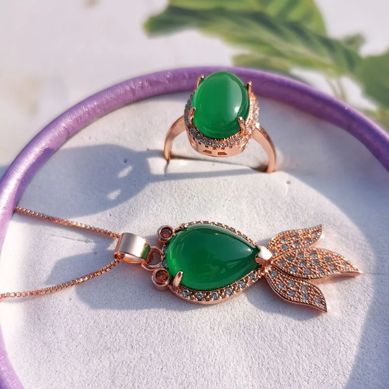 Женский комплект ювелирных изделий Jadery ожерелье/кольцо из розового золота 925