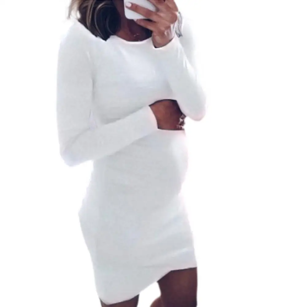 Женское Повседневное платье для беременных однотонное с длинными рукавами