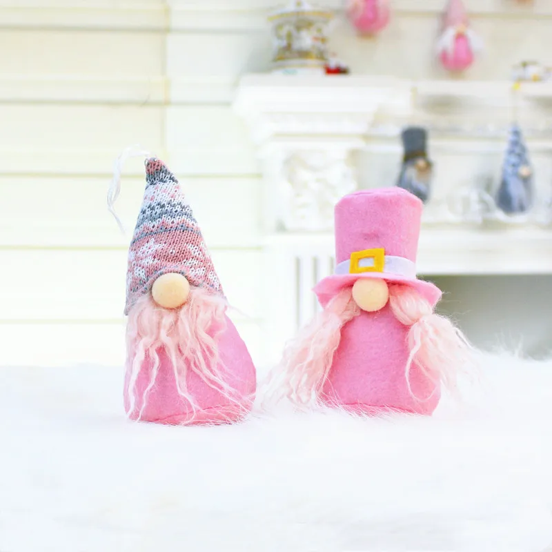 2020 Новый рождественский кулон белая борода безлицевая кукла розовый Санта Клаус