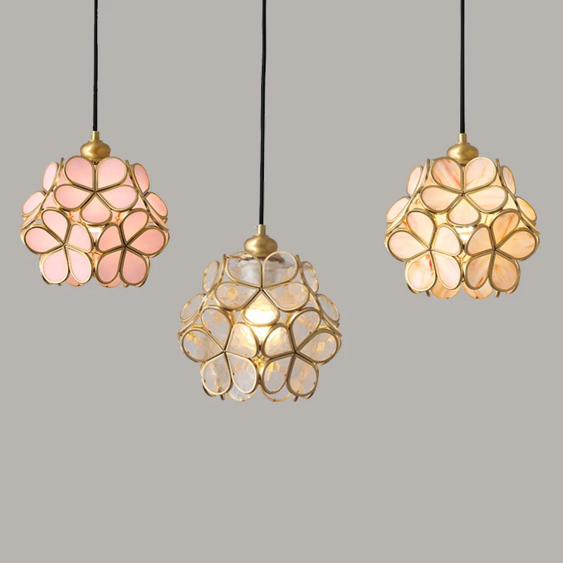 Необычные стеклянные подвесные светильники в форме цветка латунь медь подвесной