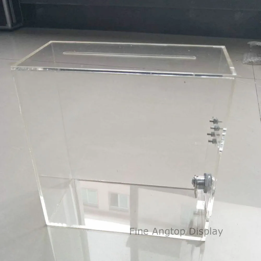 Acrylic Donation Ballot Box With Lock Clear Plexiglass Multipurpose Storage Box Wedding Display Card Holder