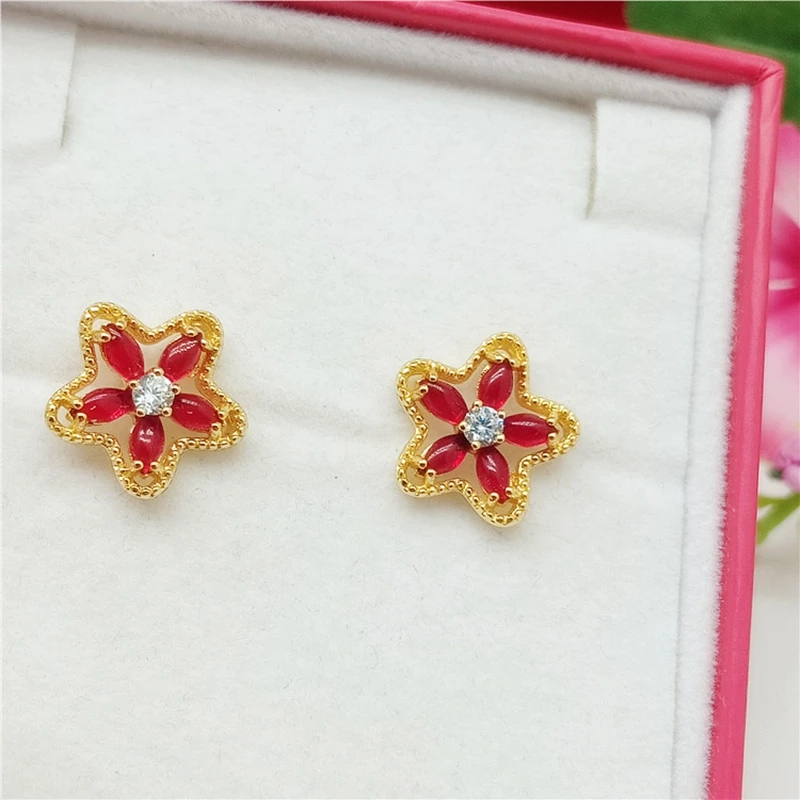 

Exquisite Flower Shaped Lovely Stud Earrings Gold Filled Fashion Jewelry