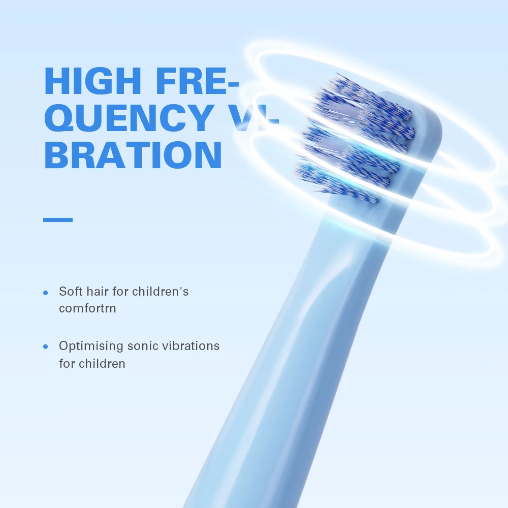 

AZDENT Kids Sonic Electric Toothbrush USB Rechargeable Bear Boy Girl Electric Toothbrush 4 Brush Heads IPX7 Waterproof Blue Pink