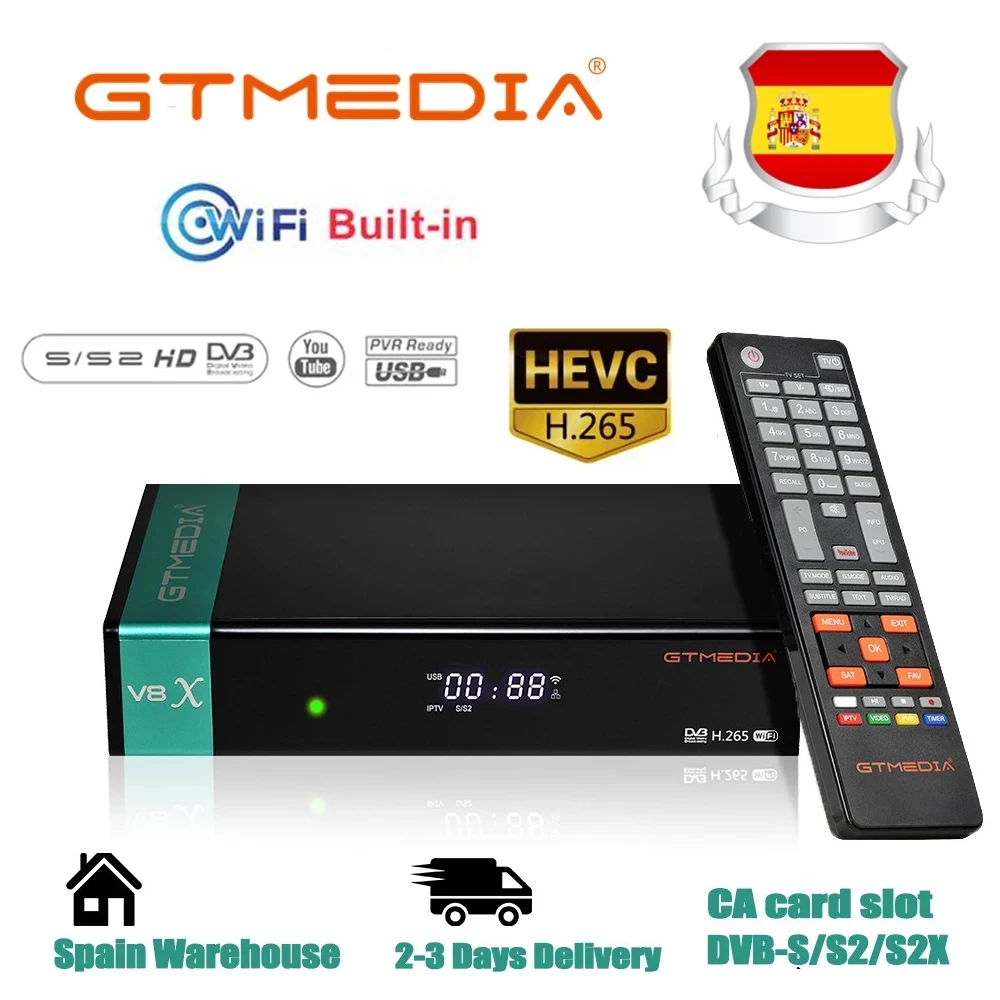 

Full HD Gtmedia v8x DVB-S2 Satellite Receiver gtmedia V8X upgrade form Freesat v8 nova/honor Support H.265 Built-in WiFi