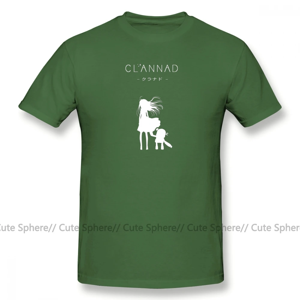 Clannad/футболка, CLANNAD Robot, белая футболка, летняя футболка из 100 хлопка, футболка с потрясающим принтом 5x - Цвет: Army Green