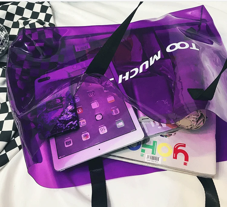 

New Summer Transparent Women Bags Large Beach Bags PVC Handbags Unisex Tote Shop Travel Tote Luxury Female Clear Bag 2021 Bolsas