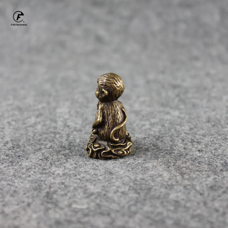 Винтажная медная обезьяна Персиковое настольное украшение Твердые Латунные фигурки животных обезьяны