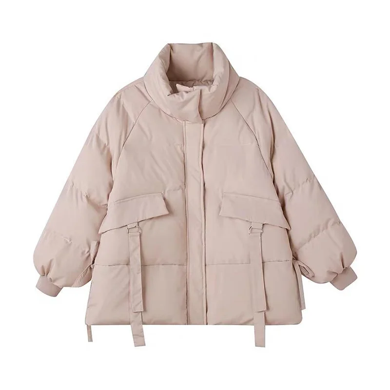 

Moko Warm Thicken Winter Jacket Women Fashion Ribbons Short Stand Collar Parka Coat Female All-Match Office Lady 2020 New
