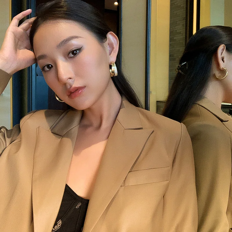 

Timeless Wonder Glam Zirconia Geo CC Hoop Earrings Women Jewellry Designer Gothic Party Fancy Gift Punk Kpop Trendy Ins Emo 6352