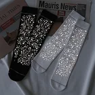 Модные Светоотражающие хлопковые чулки для женщин и девушек, ночные светящиеся в стиле хип-хоп, крутая уличная одежда, блестящие мужские носки-трубы с принтом в горошек