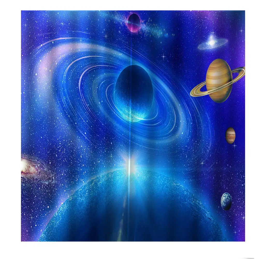 Планета Космос голубое небо 2 панелей/комплект окна Шторы блокировать ткань драп