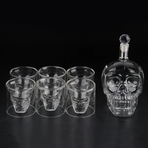 Skull Vodka Head Bottles 4 sizes Empty Clear Creative Gothic Wine Vodka Beer Whiskey