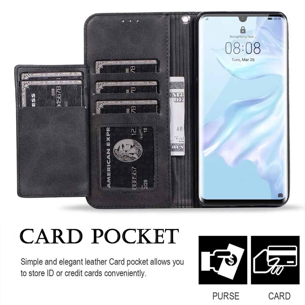 LAPOPNUT Премиум кожаный флип-чехол на молнии с 5 слотами для карт чехлы-бумажники HUAWEI