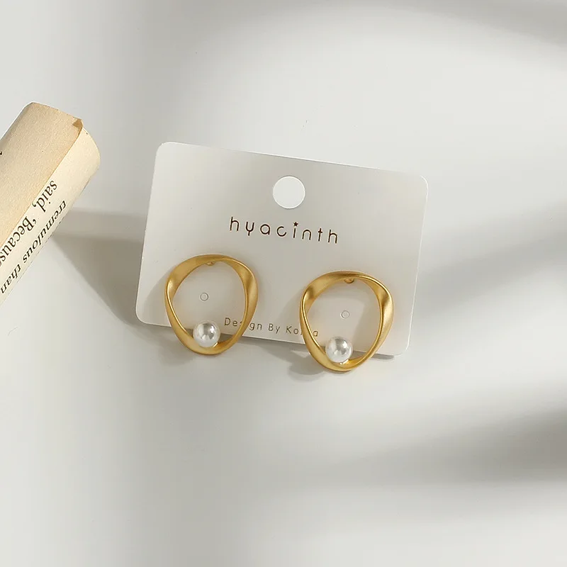 

JoiasHome Vintage Silver 925 Jewelry Pearl Earrings for Women Korean Edition Gold color Ear Studs Simple Design Party Ear Studs