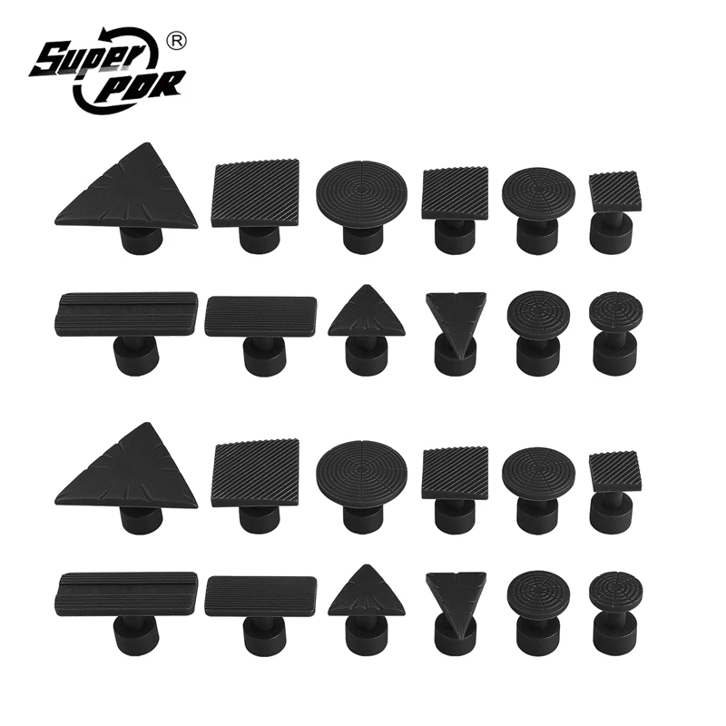Super PDR Tool 24Pcs Black Glue Gasket Auto Body Paintless Dent Repair Auxiliary Tools Glue Tabs Fungus Suction Cup Suckers