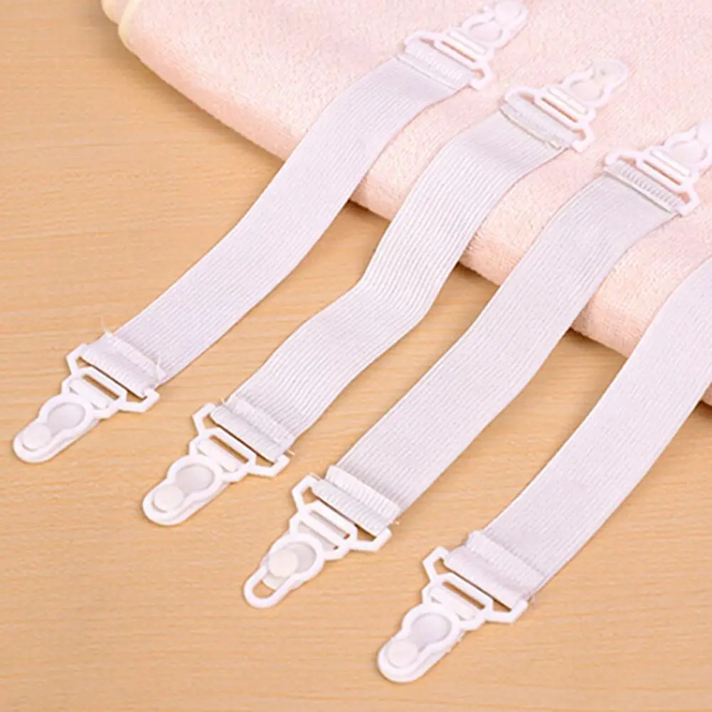 

4 Pcs Nylon Buckle White Fasteners Mattress Cover Sheet Non-slip Elastic Band Fixed Quilt Cover Bed Sheet Sewing Accessories