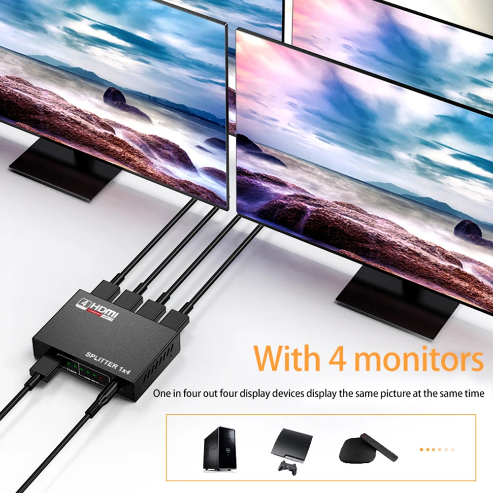 3D 1080p HDMI Divisor HDCP 1 em 4 усилитель сигнала 1x4 дикозырек аудио прерыватель адаптер