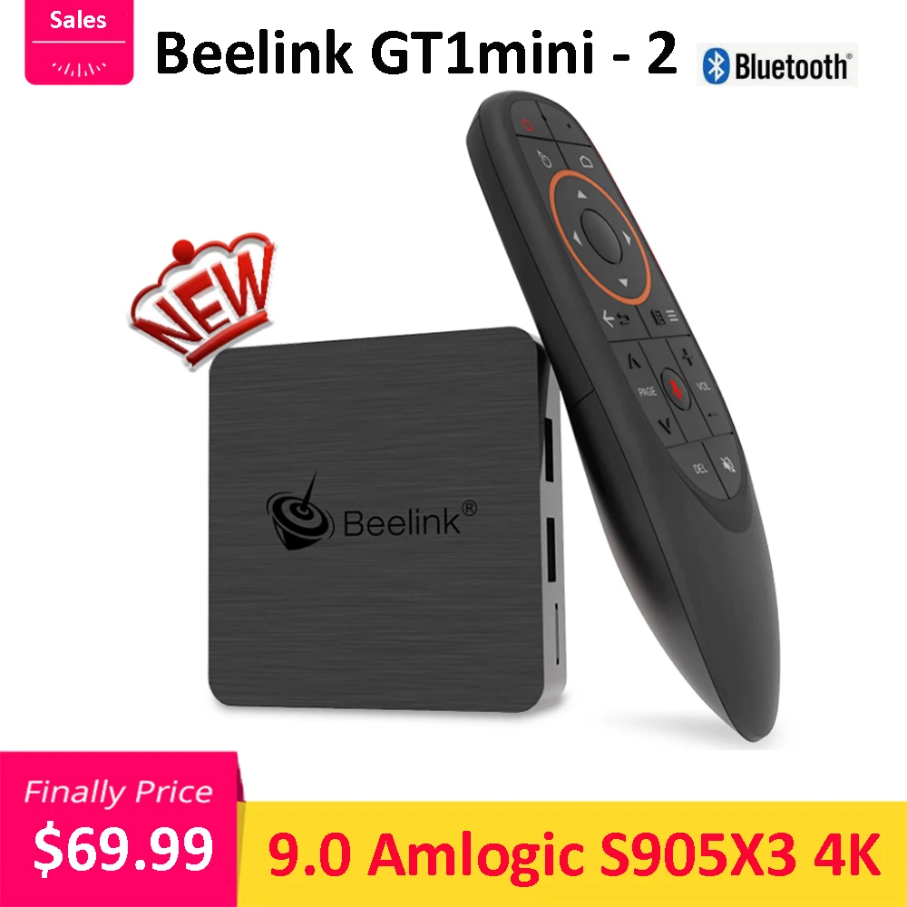 Beelink GT1mini-2 Smart tv Box Поддержка Netflix 4K IPTV, Amlogic S905X3 Android 9,0 4 Гб 64 Гб медиаплеер Двойной Wi-Fi голосовой пульт
