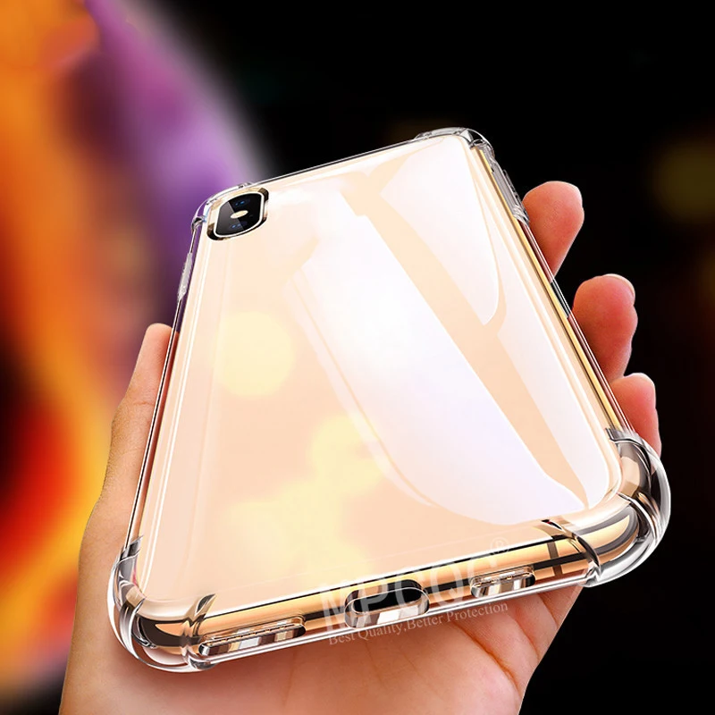 

Silicone Phone Case For iPhone X XS XR XS Max 8 7 Plus 6 6S Plus 5 5S Case Luxury Shockproof Transparent Protection Back Cover