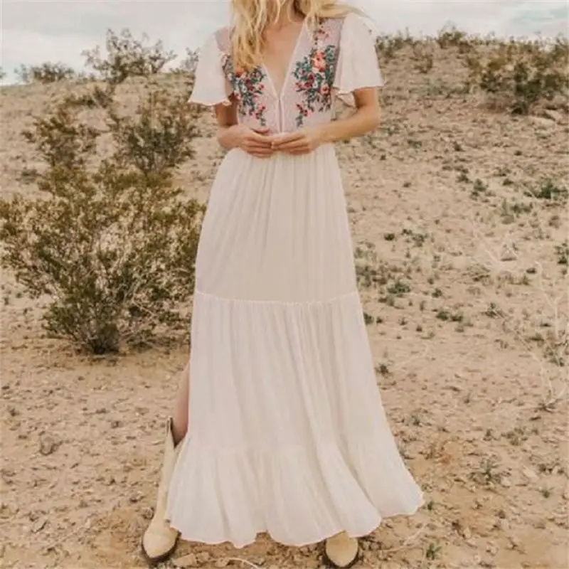 Женское платье с коротким рукавом-бабочкой соблазнительное летнее платье-макси