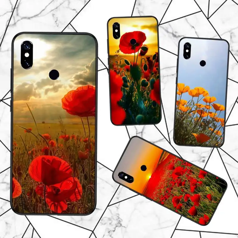 

Poppies Poppy flower pattern Phone Case For Xiaomi Redmi note 7 8 9 t max3 s 10 pro lite funda coque shell cover