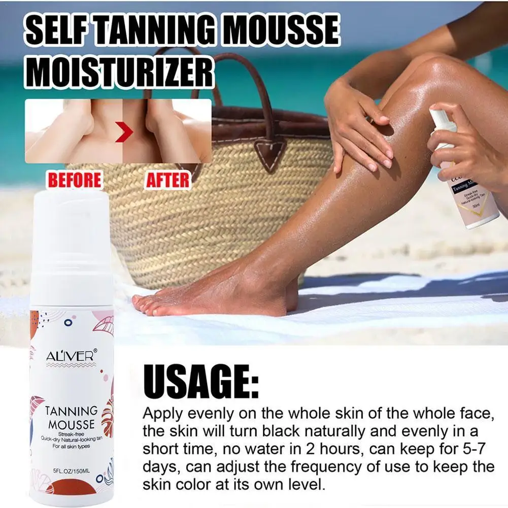 

150ml Body Self Tanners Cream Anti-UV Damage Tanning Nourishing Bronzer Mousse Tanning Beauty Makeup Lotion Sunless Face Sk S1B1